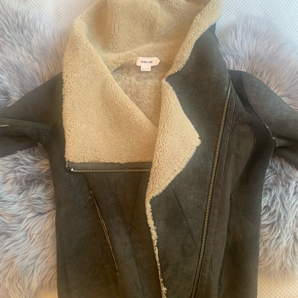 Helmut Lang Shearling Hooded Leather Coat Petite - Picture 10 of 10